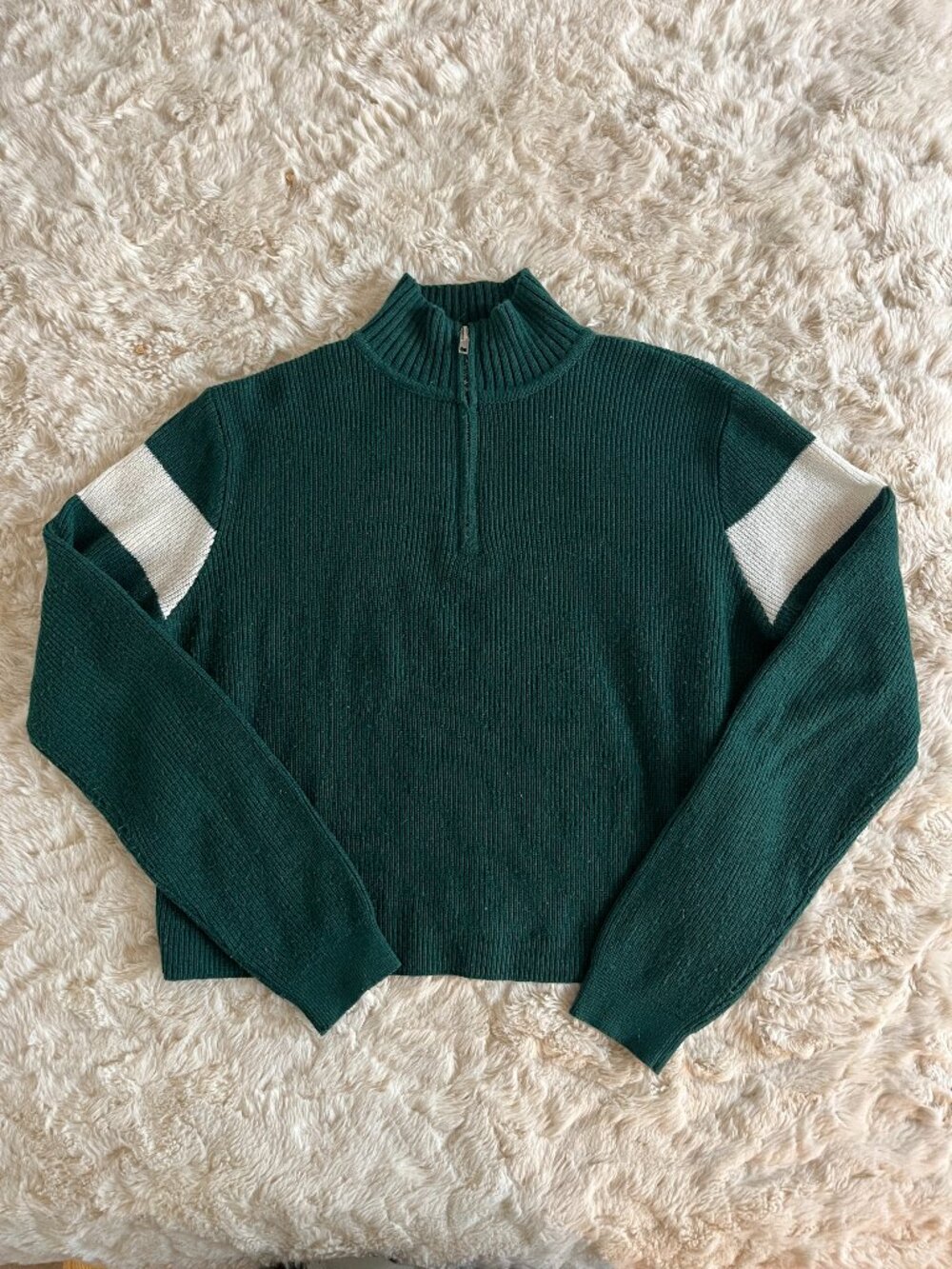 Brandy Melville Forest Green Quarter Zip Sweater